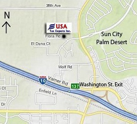 Map to USA Tax Experts, Inc, Palm Desert, California